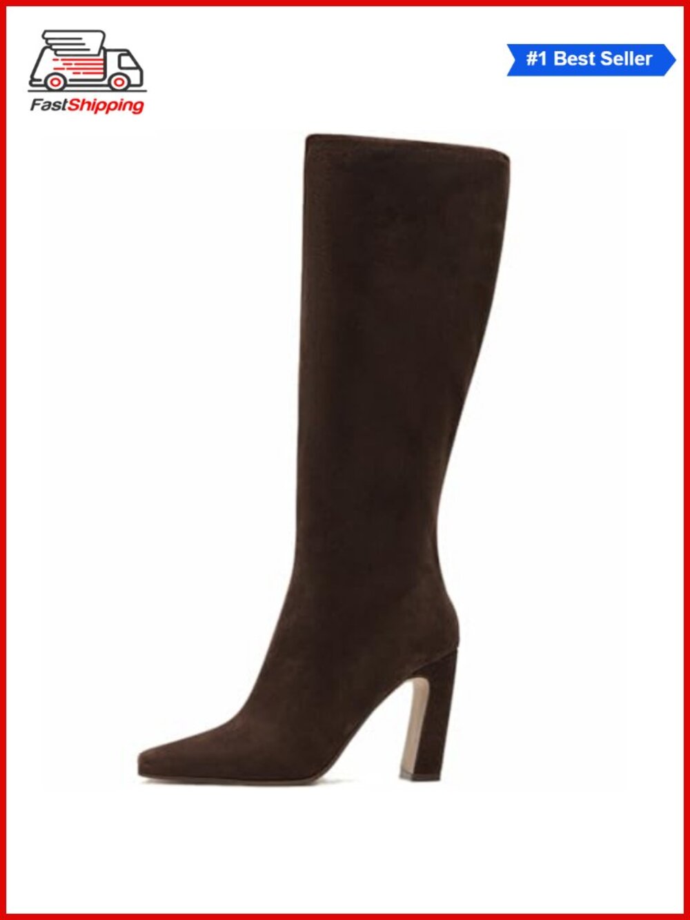 ✨ Women's Knee-High Square Toe Chunky Heel Boots Faux Leather